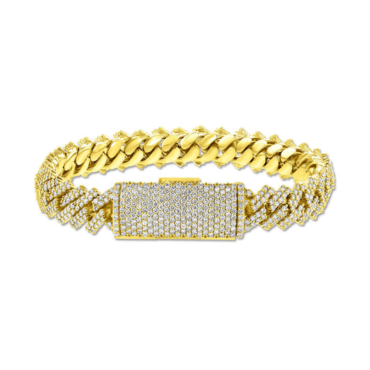 14K YELLOW GOLD NATURAL DIAMOND CUBAN BRACELET
