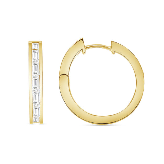 3 CARAT BAGUETTE CUT DIAMOND HOOP EARRINGS