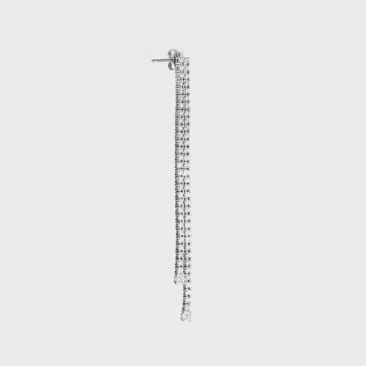 18K WHITE GOLD GRADUATING DROP EARRINGS WITH ROUND DIAMONDS