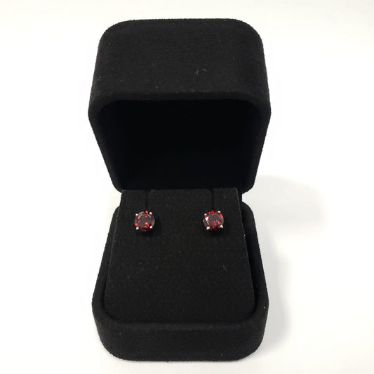 2.00CTTW DEEP RED GARNET NATURAL GEMSTONE STUD EARRINGS 14K GOLD PUSH-BACKS