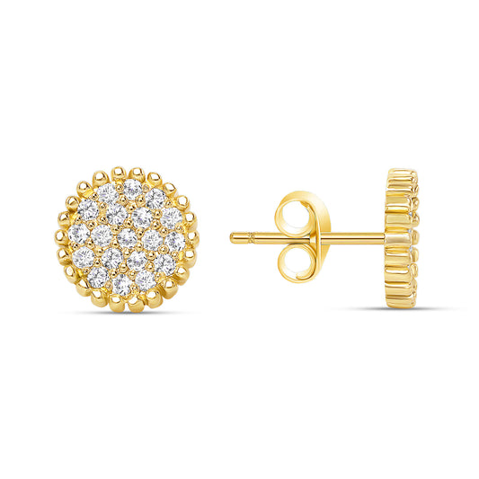 0.25CTTW ROUND NATURAL DIAMOND PAVE STUD EARRINGS SET - PUSH BACK